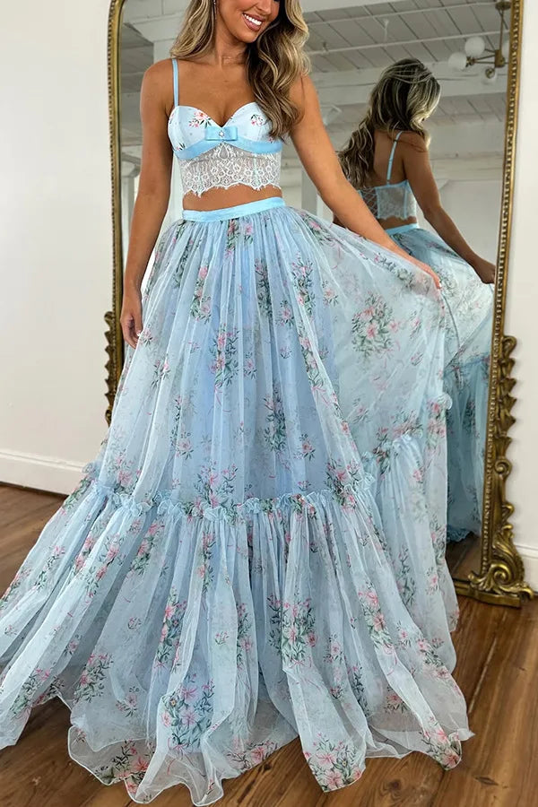 Vacation Style Lace Patchwork Two Piece Set for Women