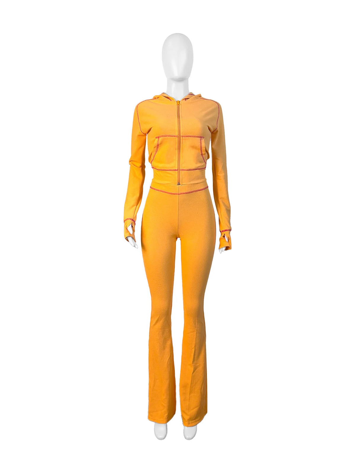 Hooded Long Sleeve Two Piece Matching Pants Set for Women