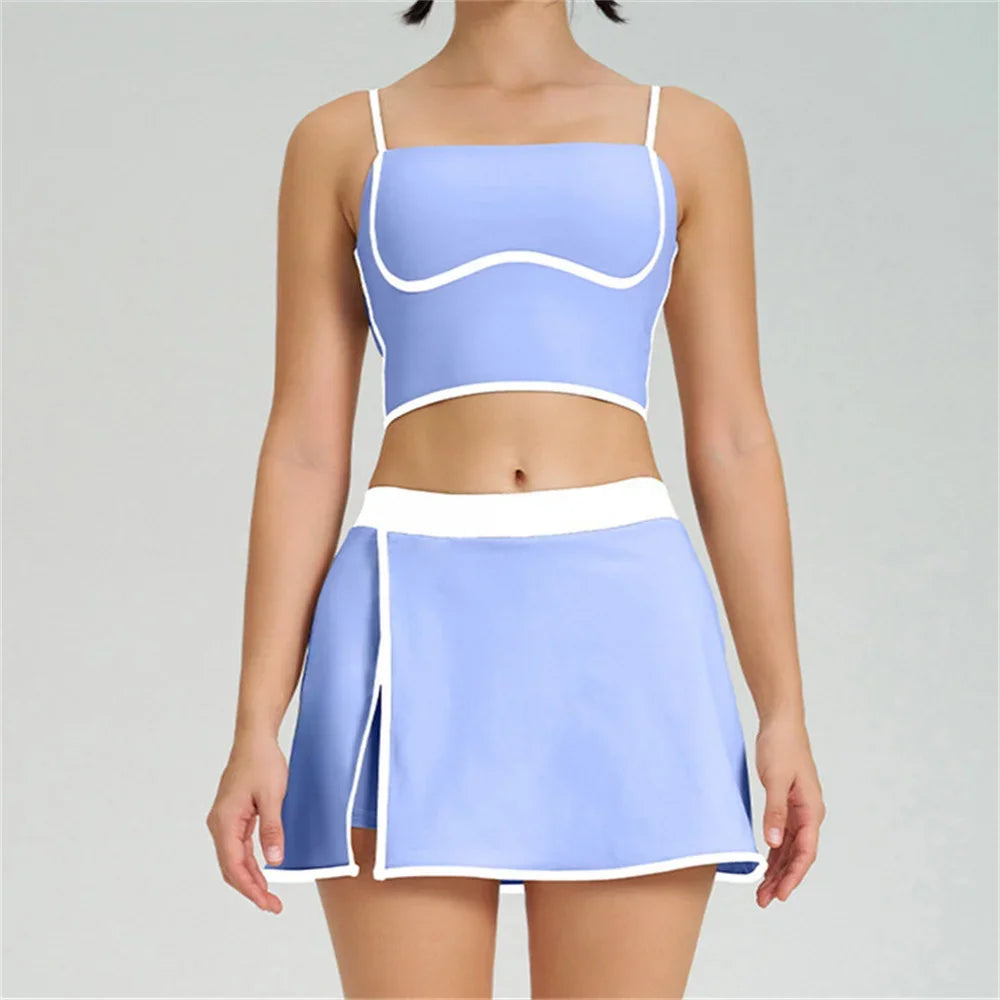 1/2PCS Women Tracksuit Yoga Set Gym Set Bra Sports Anti Shorts Skirt Workout Sportswear Running Gym Wear Athletic Suits