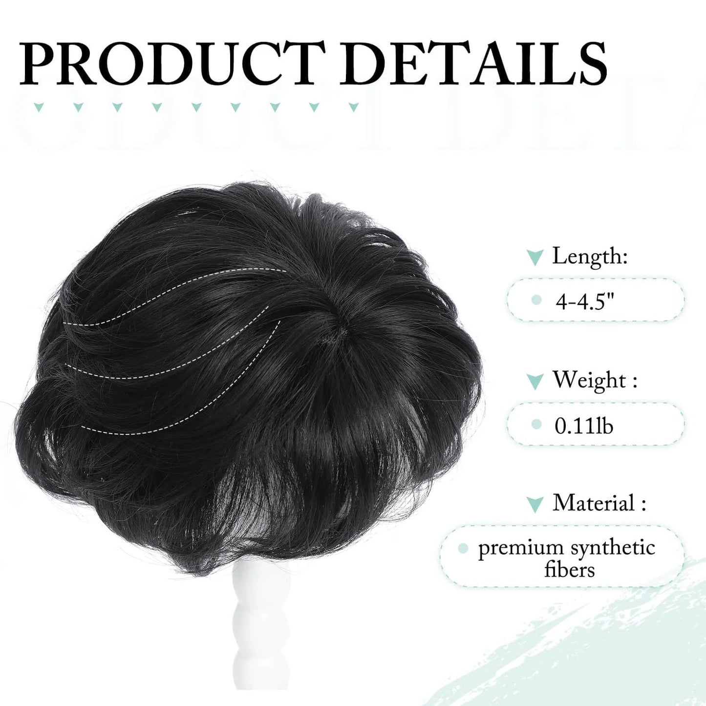 Pixie Cut Hair Toppers for Women 6.8" x 7" Short Hair Topper Fluffy Synthetic Hair Topper Clip in Top Wavy Replacement Wiglets