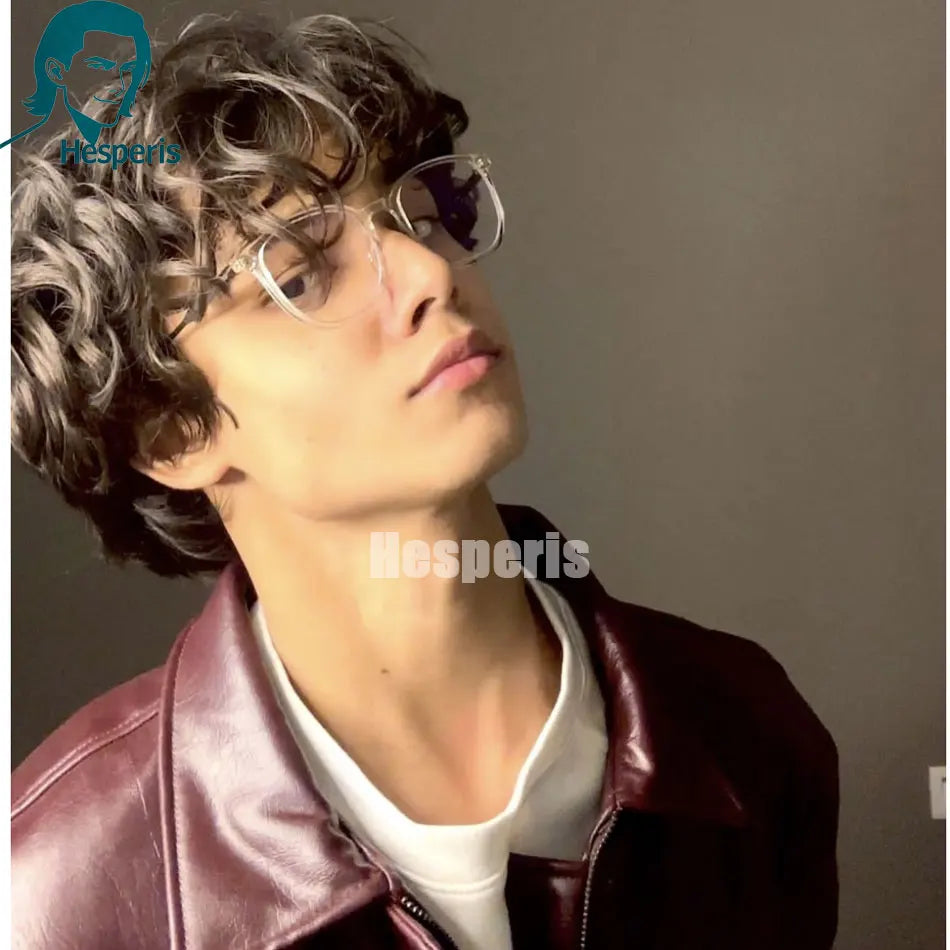 Glueless Short Curly Lace Front Wig In Natural Black For Men