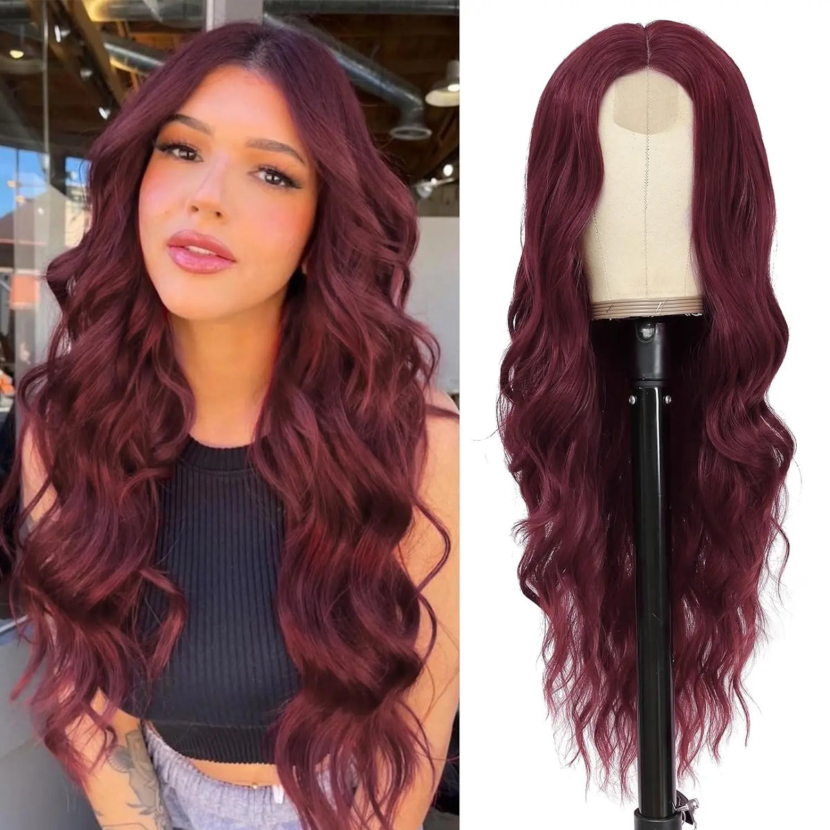 Synthetic Middle Part Wavy Lace Front Wig For Women