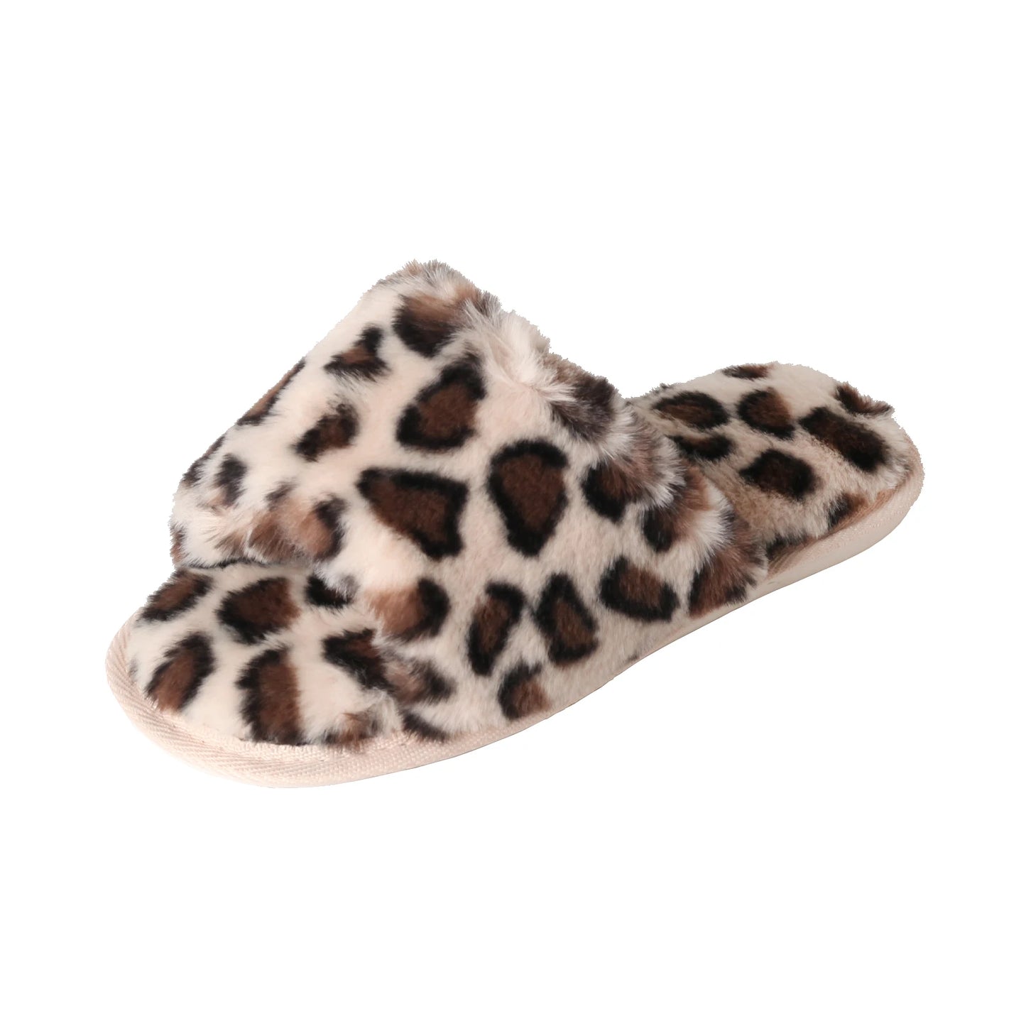 Warm Leopard Plush Indoor Slippers