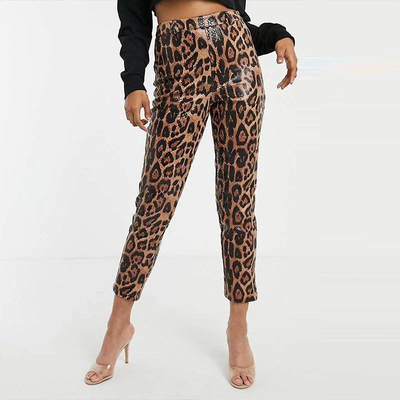 High Waist Shiny Leather Pants