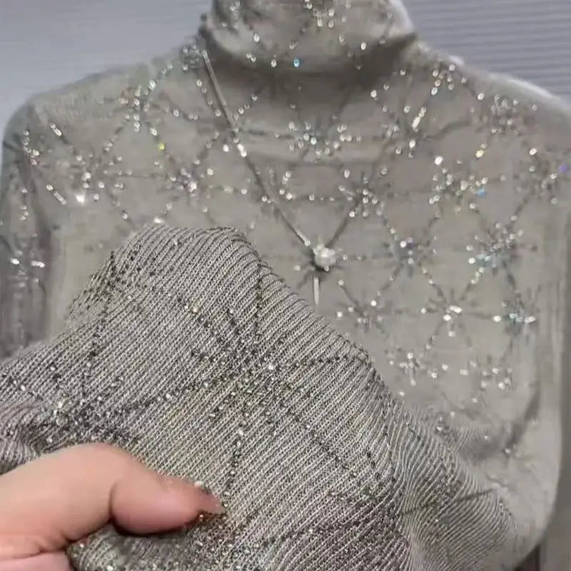 Sequined Turtleneck Sweater