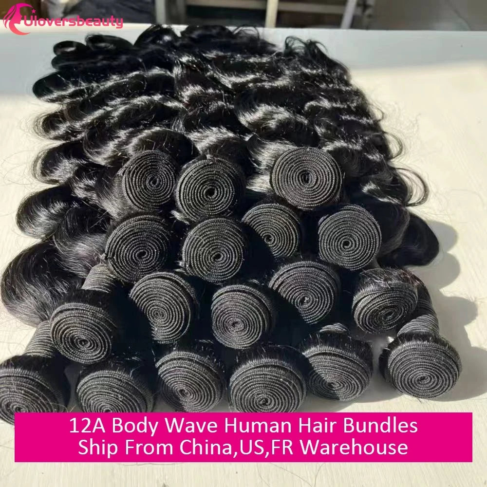 Natural Black Body Wave Human Hair Bundles for Women