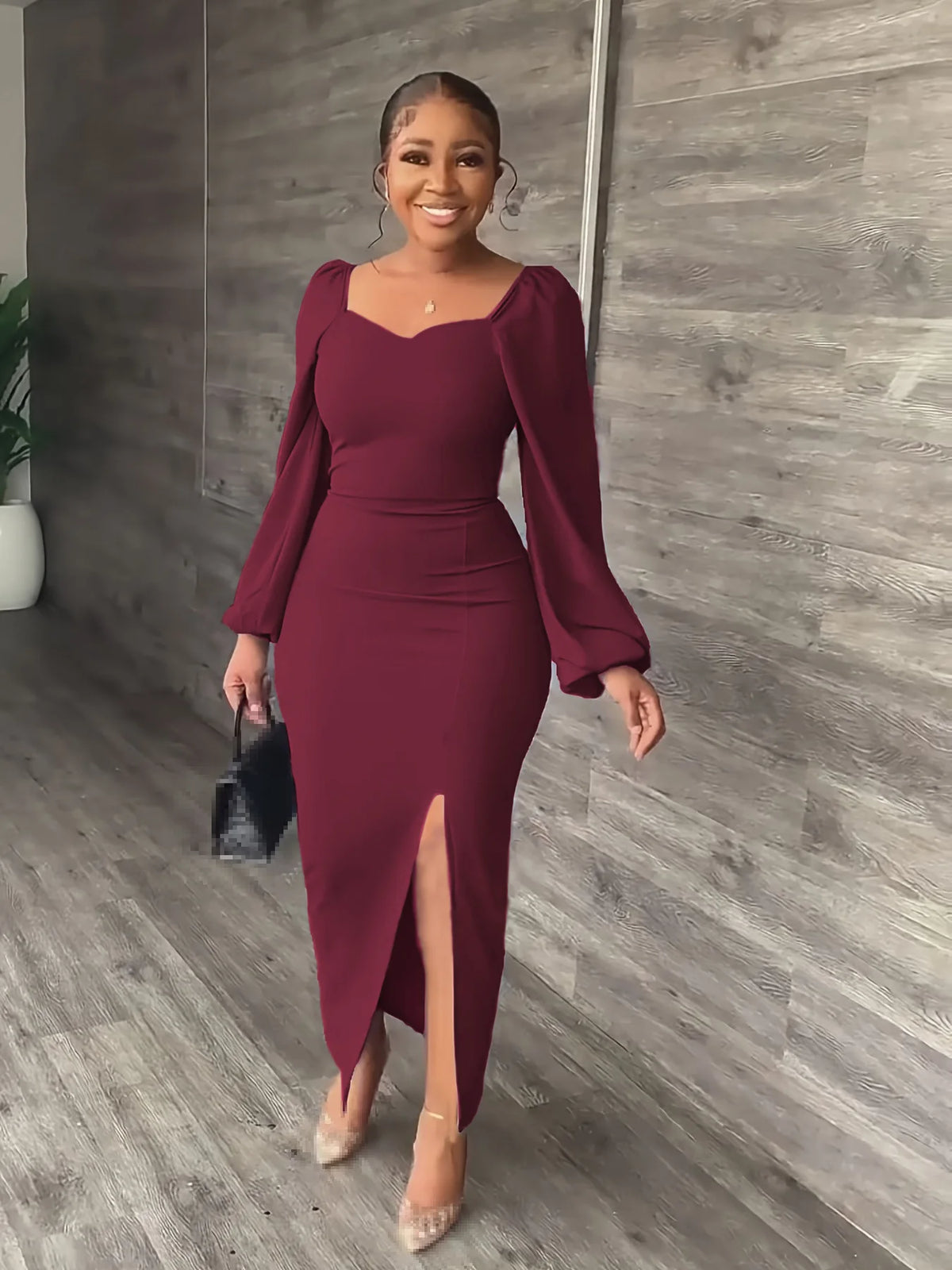 Elegant Ankle Length Knit Evening Party Dress for Women