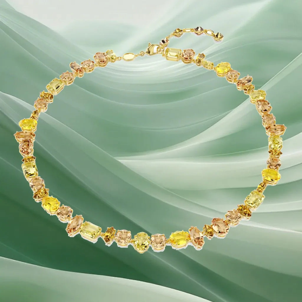 Radiant Mixed-Cut Gold-Plated Crystal Pendant for Women