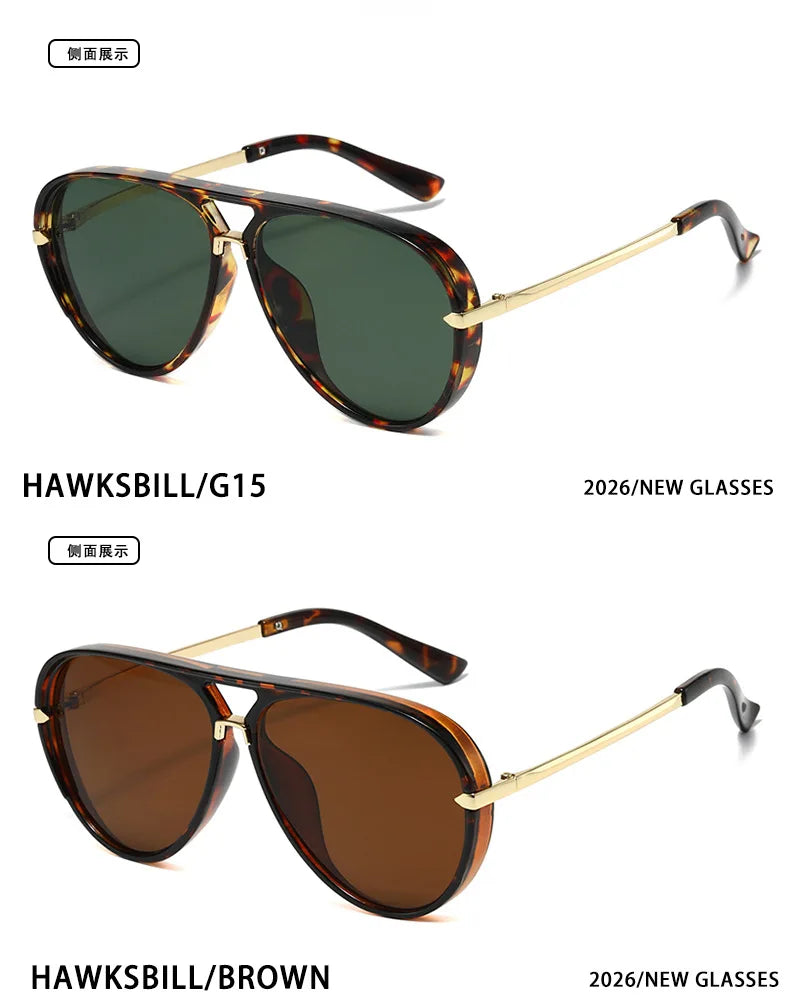 Green Pink Gradient Oval Sunglasses