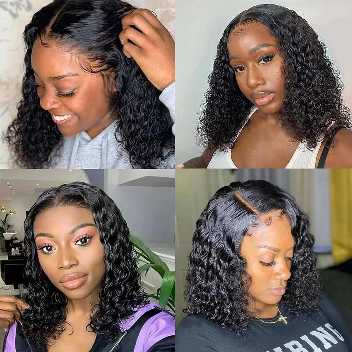 Deep Curly Human Hair Bob Wig
