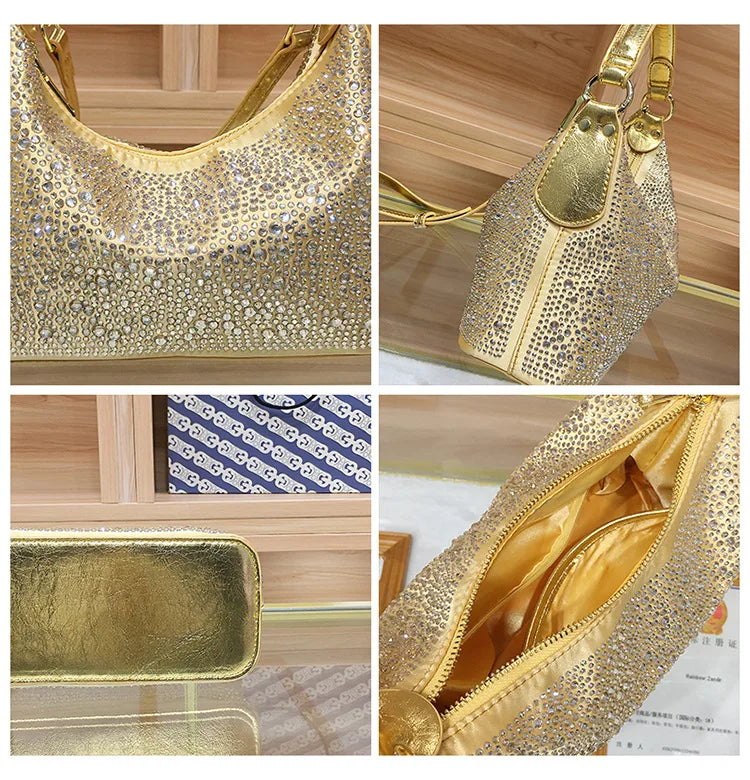Large Capacity Rhinestone Evening Handbag for Women