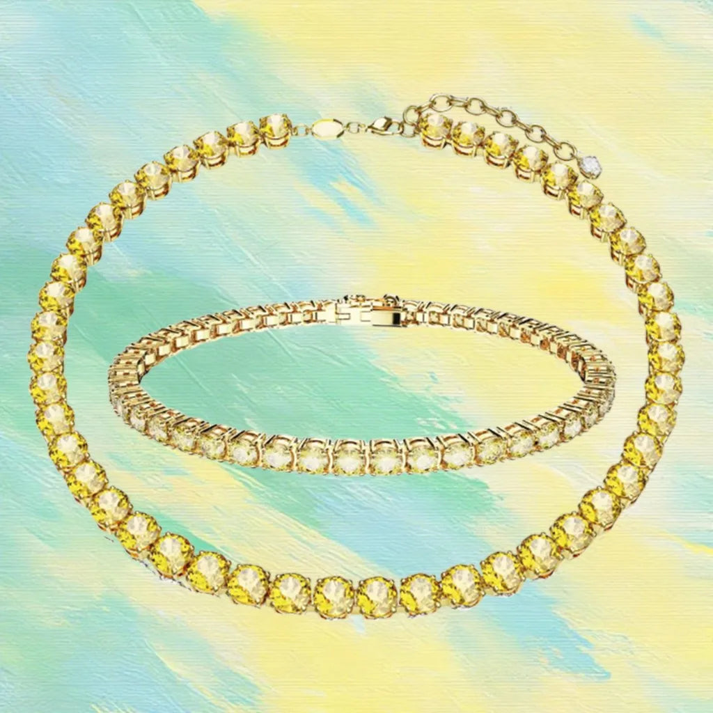 Gold Plated Sparkling Zirconia Jewelry Set for Women