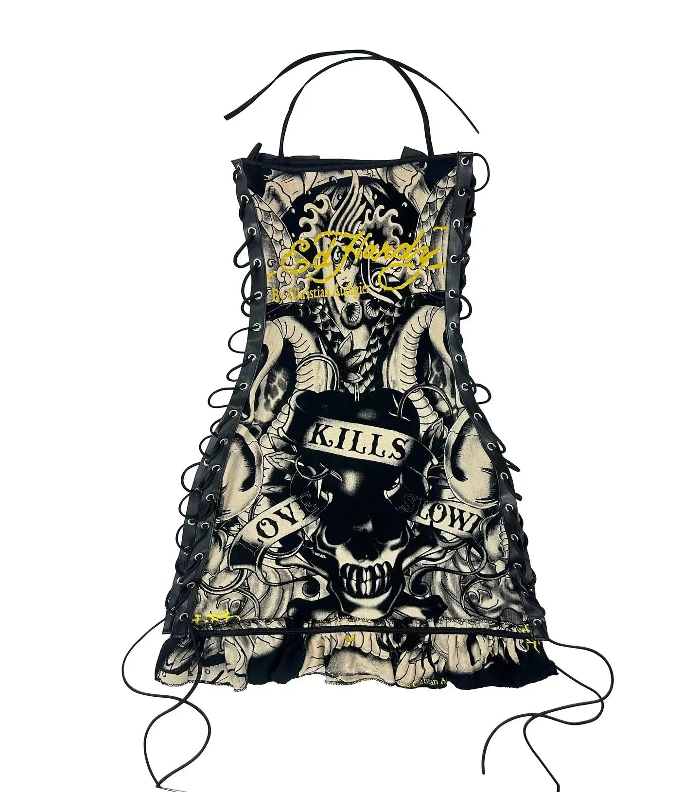Halter Neck Printed Gothic Bandage Dress for Women