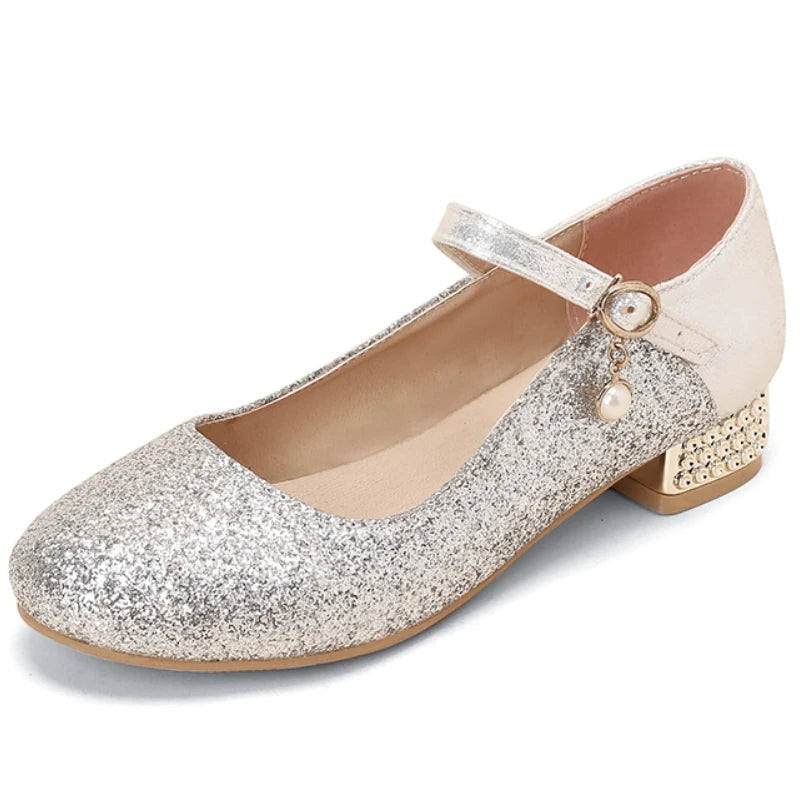 Sequined Square Toe Mary Jane Pumps