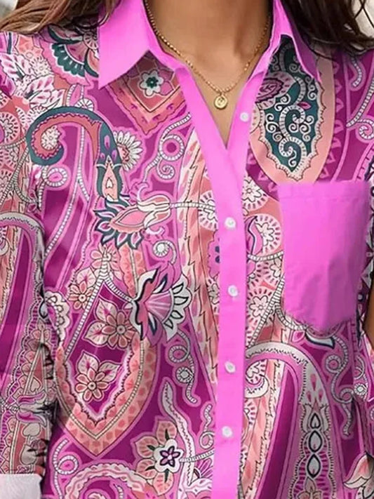 Women' Pattern Flower Print Woman Blouses and Tops 2025 Spring Turn-down Collar Button Shirts Autumn Long Sleeve Fashion Blusas