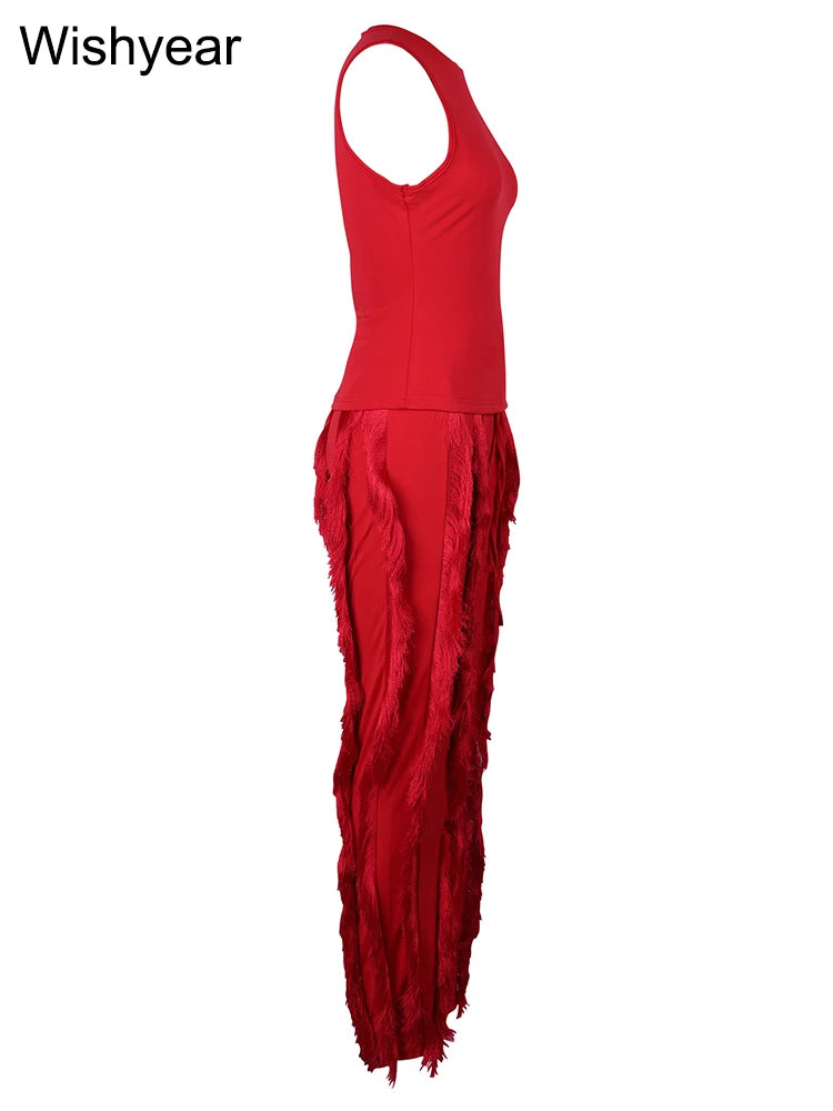 Drawstring Fringed Two Piece Set