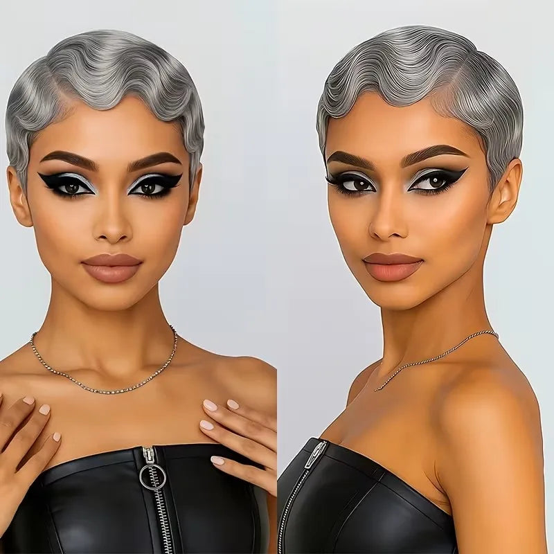 Silver Pixie Curly Wig