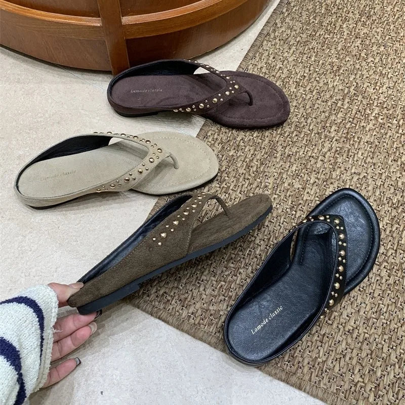 Vintage Rivet Toe Slip On Shoe