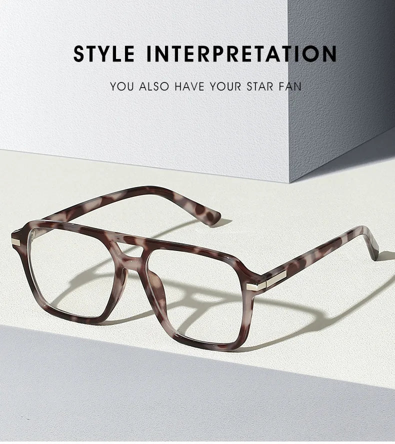 Retro Double Bridge Square Frame Reading Glasses for Women