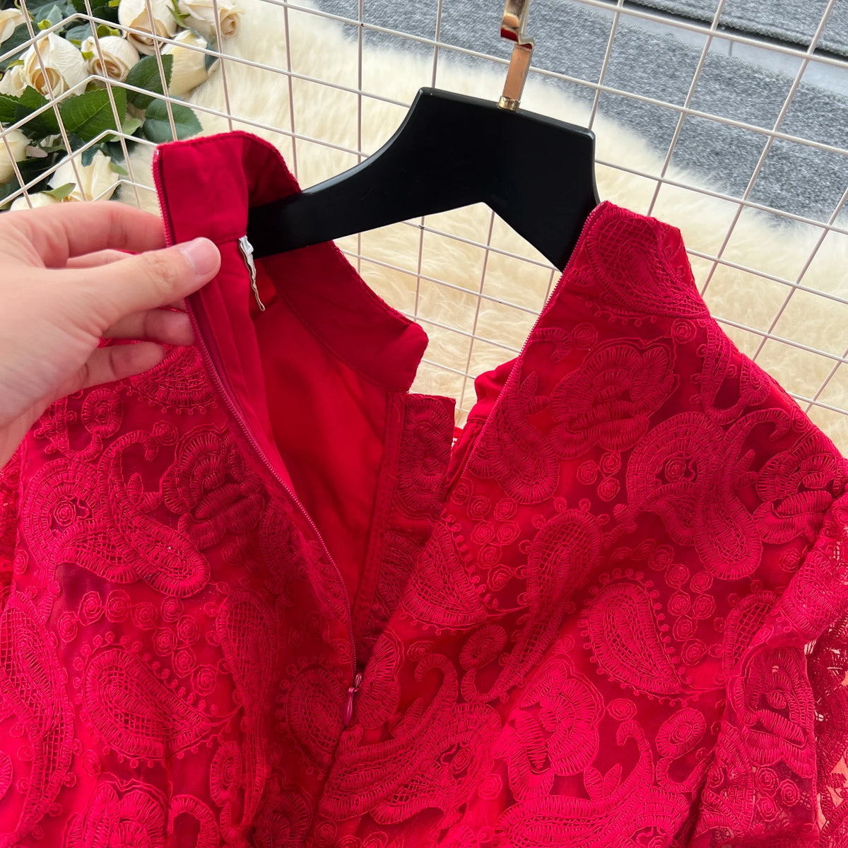 Crystal Belt Embroidered Maxi Dress