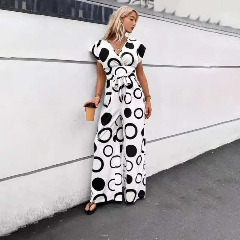 Wide Leg Belted Boho Jumpsuit