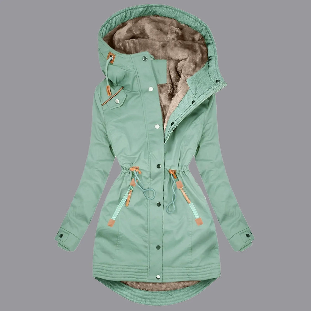 Windproof Hooded Fleece Lined Rain Jacket for Women