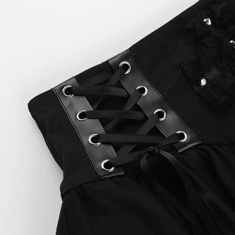 Cross Buckle Lace Embroidered Skirt