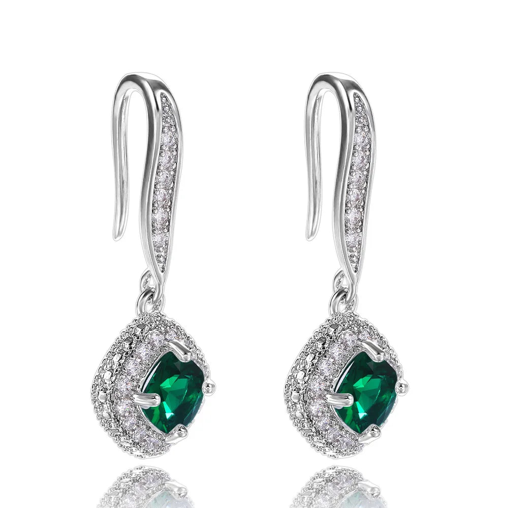 Silver Tone Zircon Teardrop Earrings