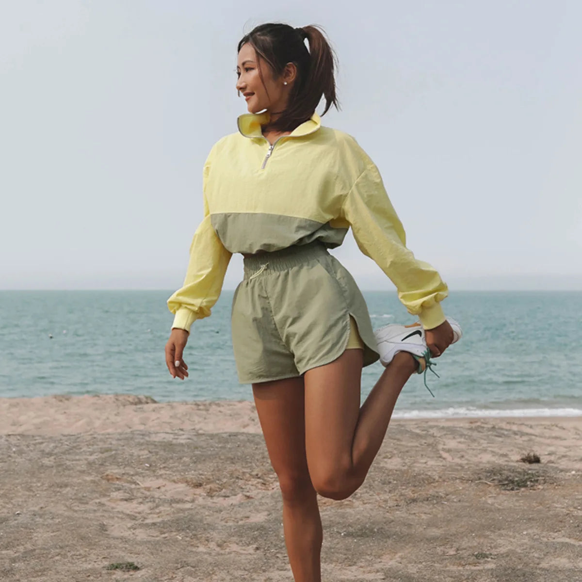Casual Two Piece Pullover Shirt and Shorts Set for Women