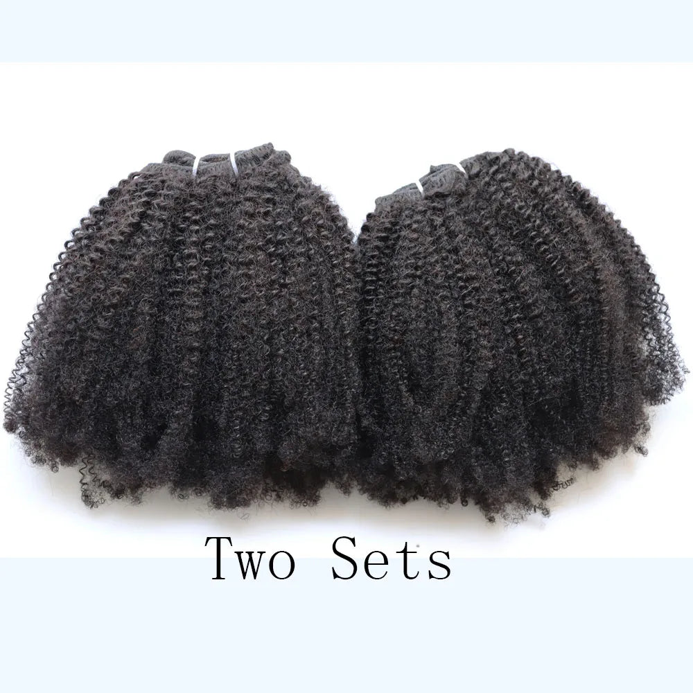4C Afro Kinky Curly Clip In Human Hair Extensions for Women