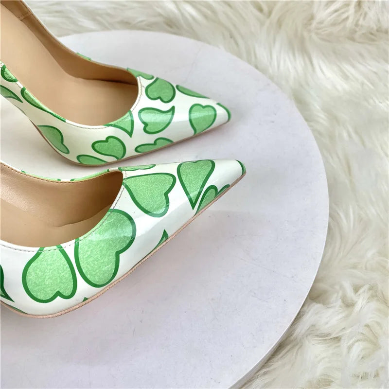 Green Patent Leather Pointed Toe High Heel Pumps for Women