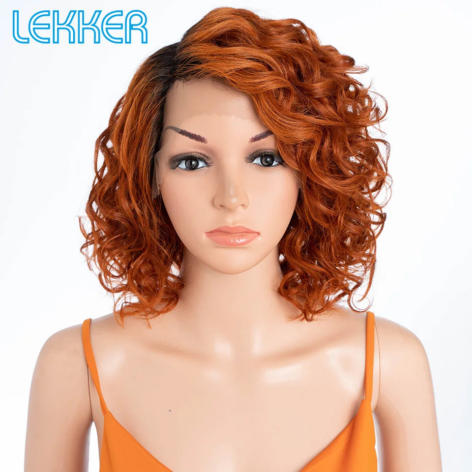 Long Wavy Lace Front Human Hair Bob Wig with C Part for Women