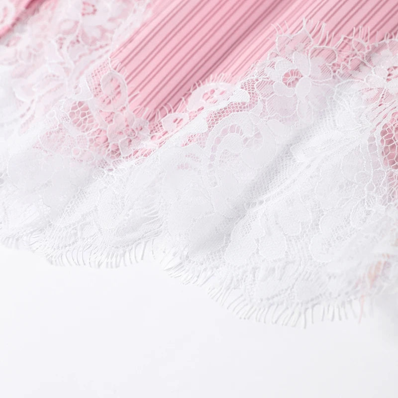 Casual Lace Patchwork Shirt and Shorts Set for Women
