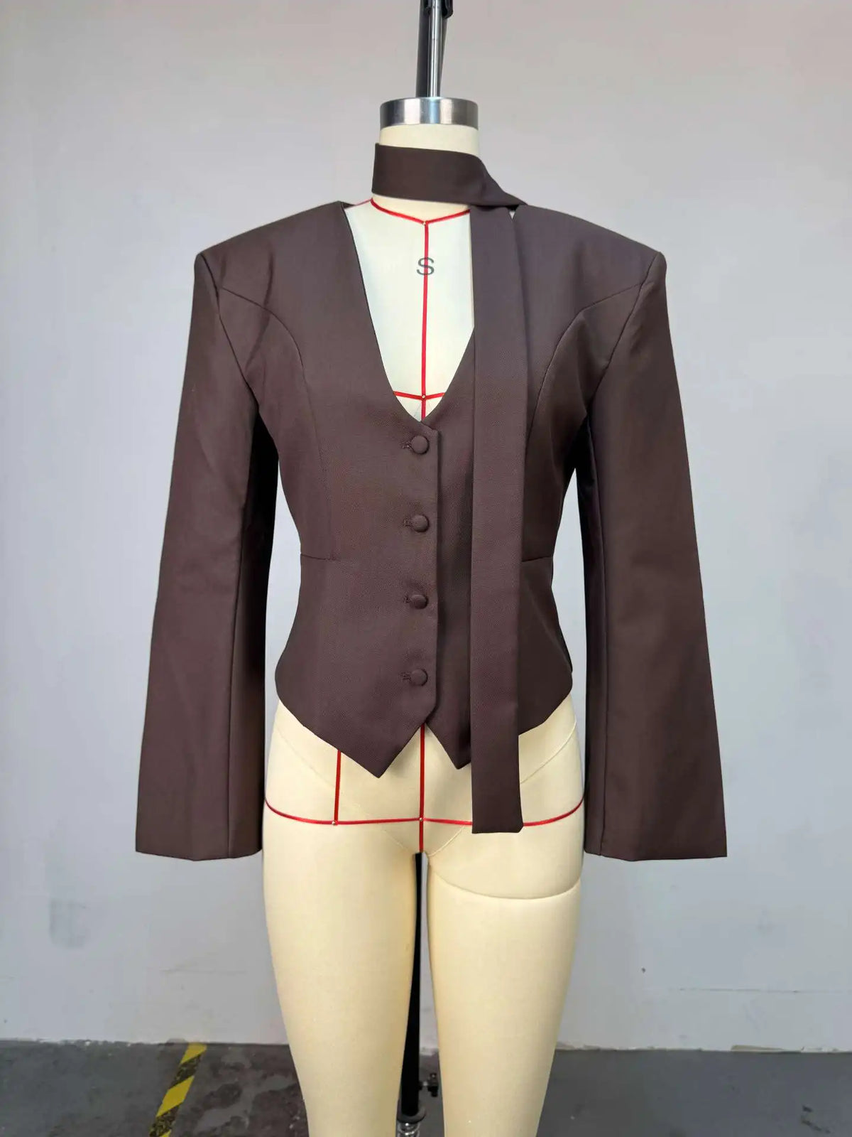 Elegant V Neck Long Sleeve Blazer Jacket for Women