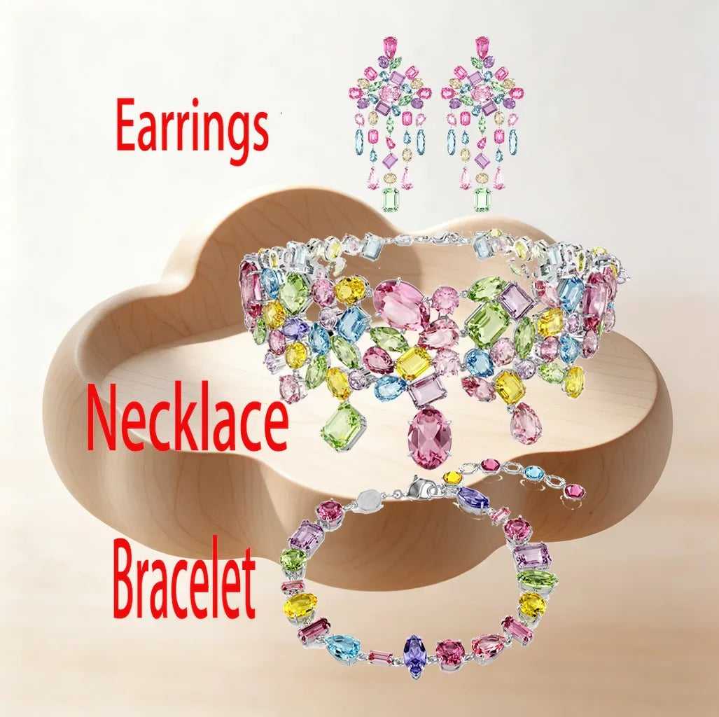Shimmering Crystal Jewelry Set With Necklace And Earrings For Women