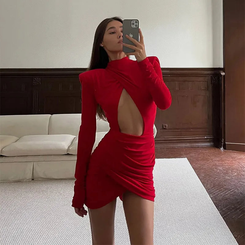 Hollow Out Pleated Mini Dress