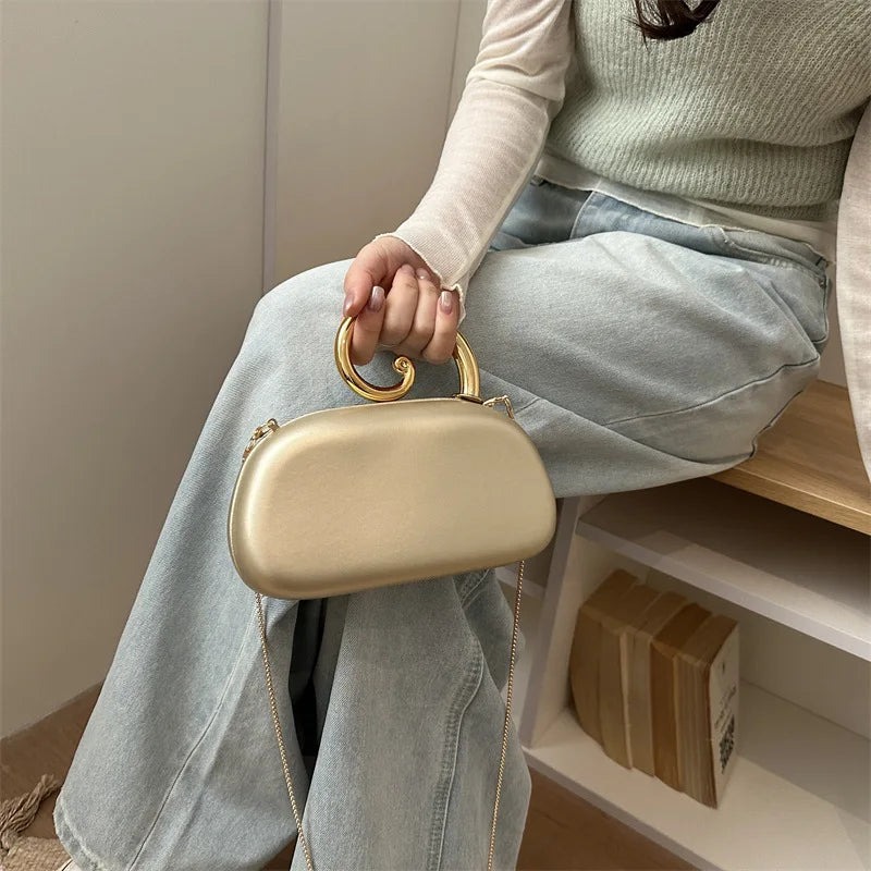 Sequined Irregular Handle Evening Clutch