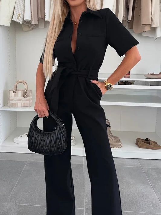 2025 New Spring Summer Women Sleeveless Jumpsuits, Wide Leg Pants Loungewear Playsuits, Patchwork Pocket Simple Ladies Bodysuits