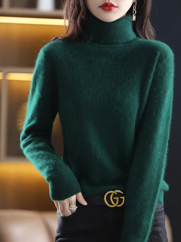 Soft Warm Knit Cashmere Turtleneck Sweater for Women