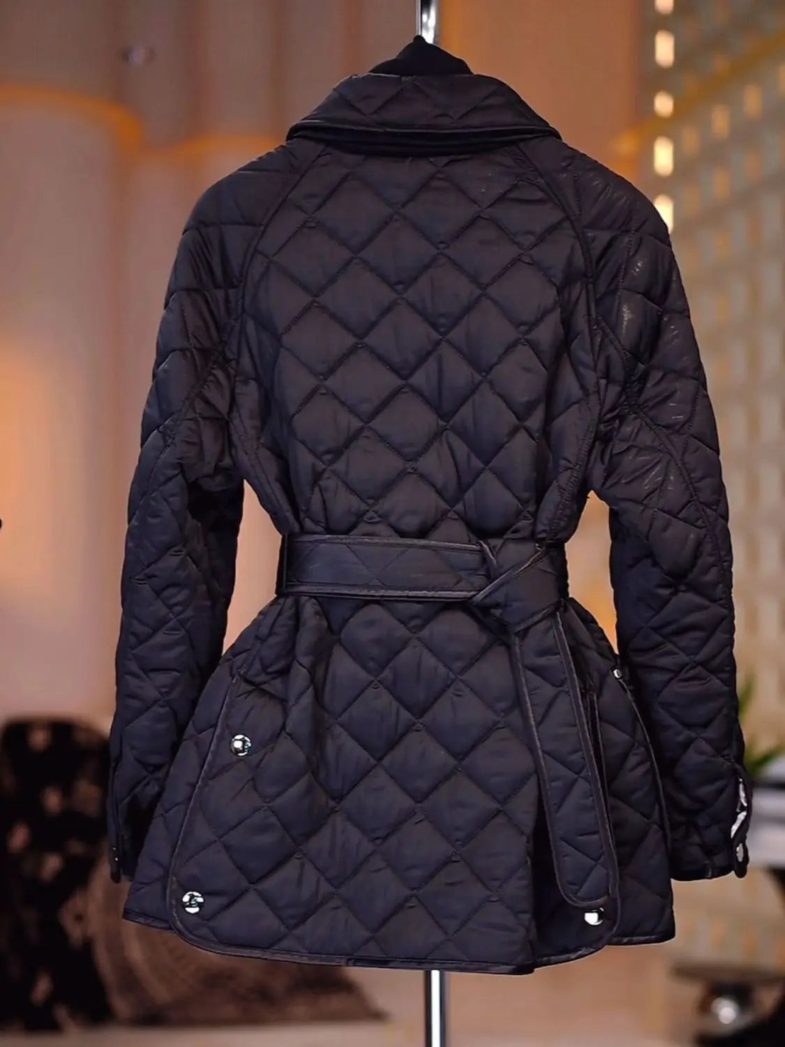 Adjustable Waist Women Jackets, Single Breasted Cotton Coat, Female Clothing, English Style Outerwear New Products, Winter, 2026