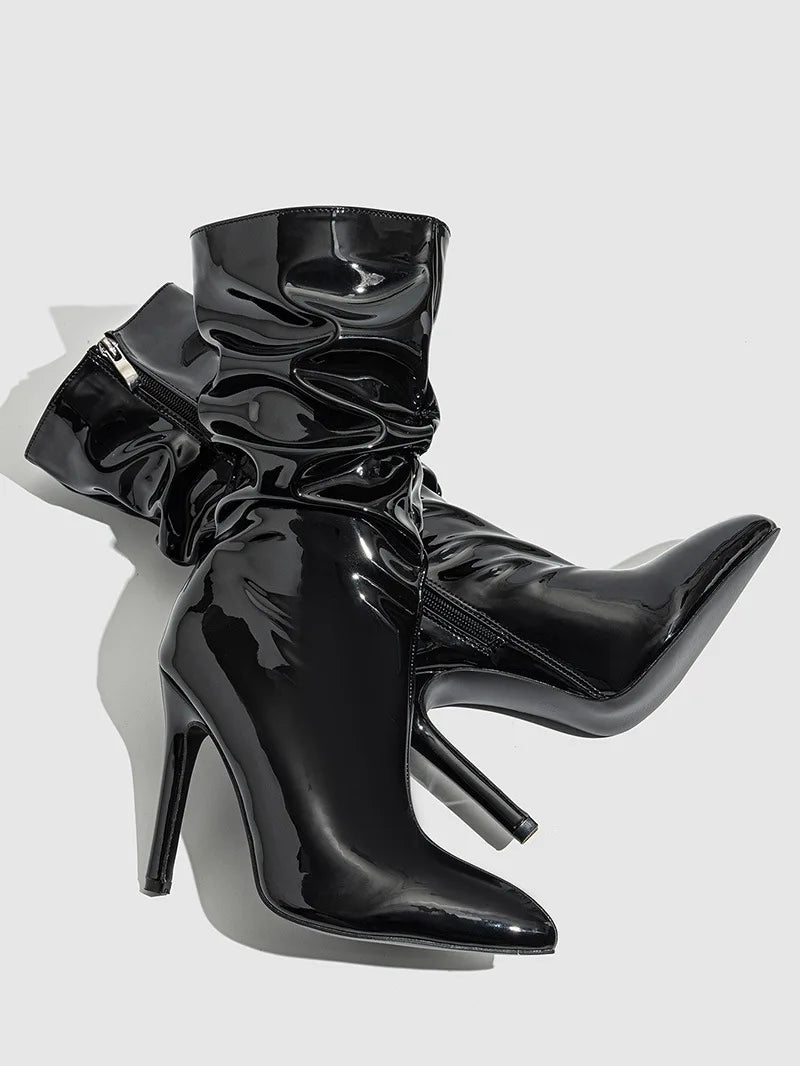 Pointed Toe Stiletto High Heel Mid-Calf Boots for Women