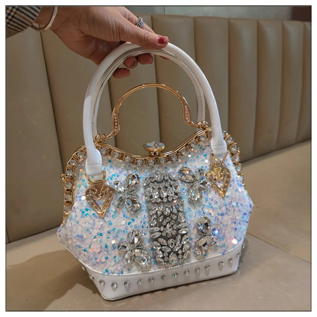 Crystal Sequin One Shoulder Crossbody Handbag for Women