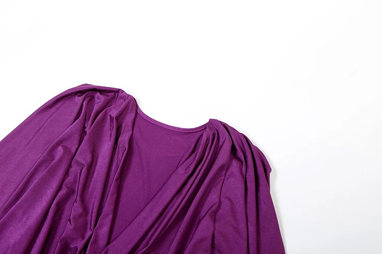 Satin Deep V Neck Mini Dress With Long Sleeves for Women