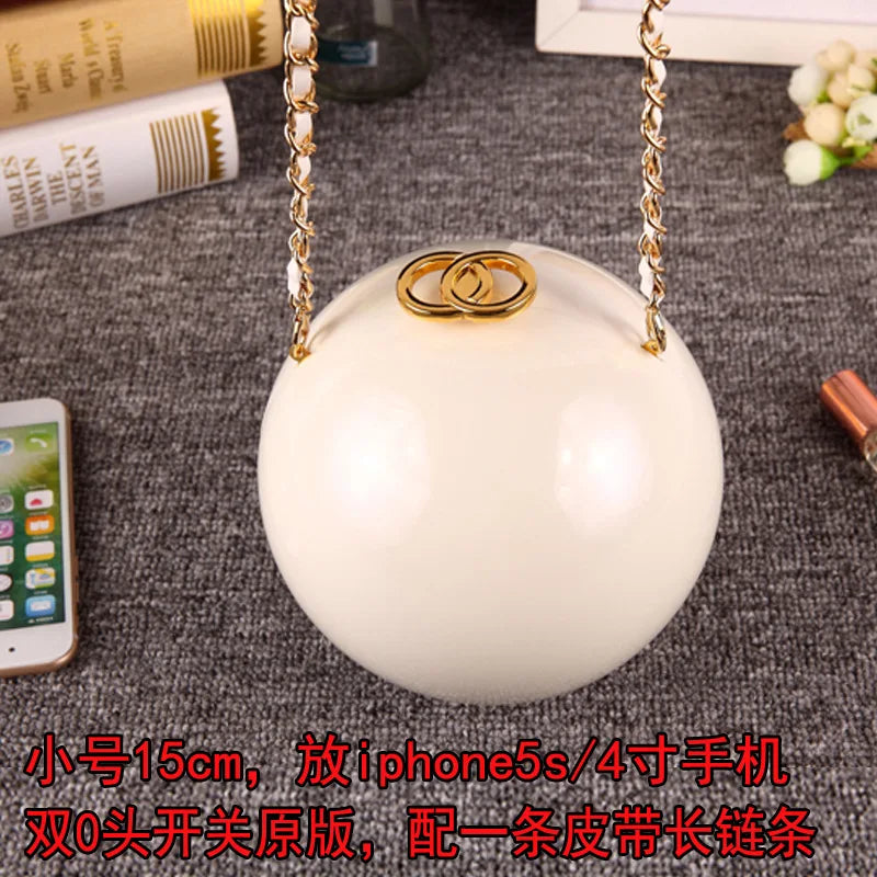 Pearl Embellished Round Acrylic Clutch Bag for Women