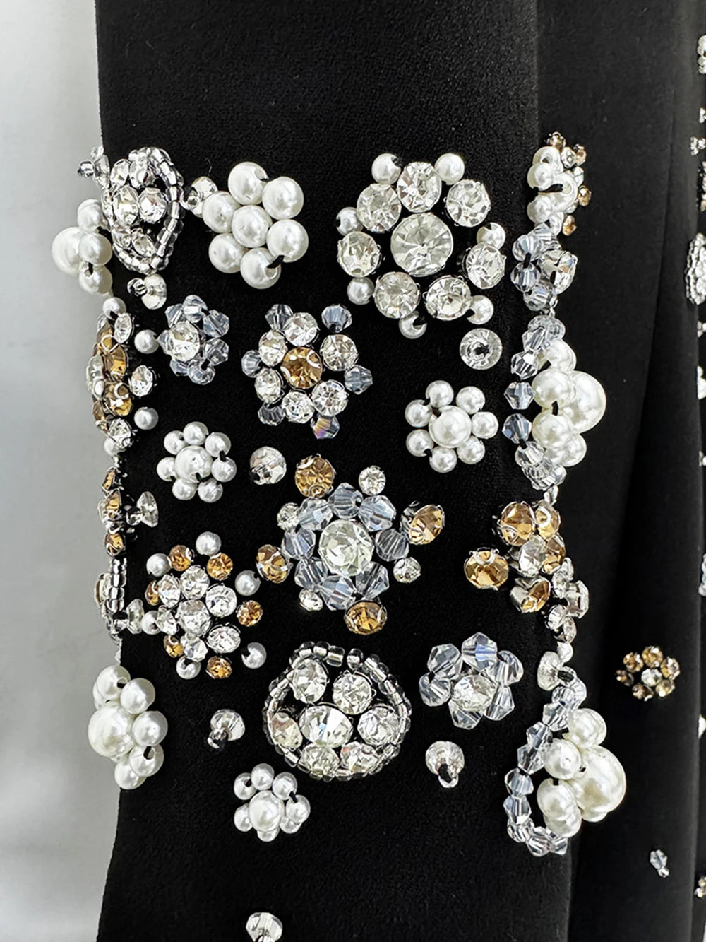 Modphy High-Quality Shiny Diamond Bead Slim Formal Maxi Dress Women'S Long Sleeved O-Neck Elegant Celebrity Evening Runway Gowns