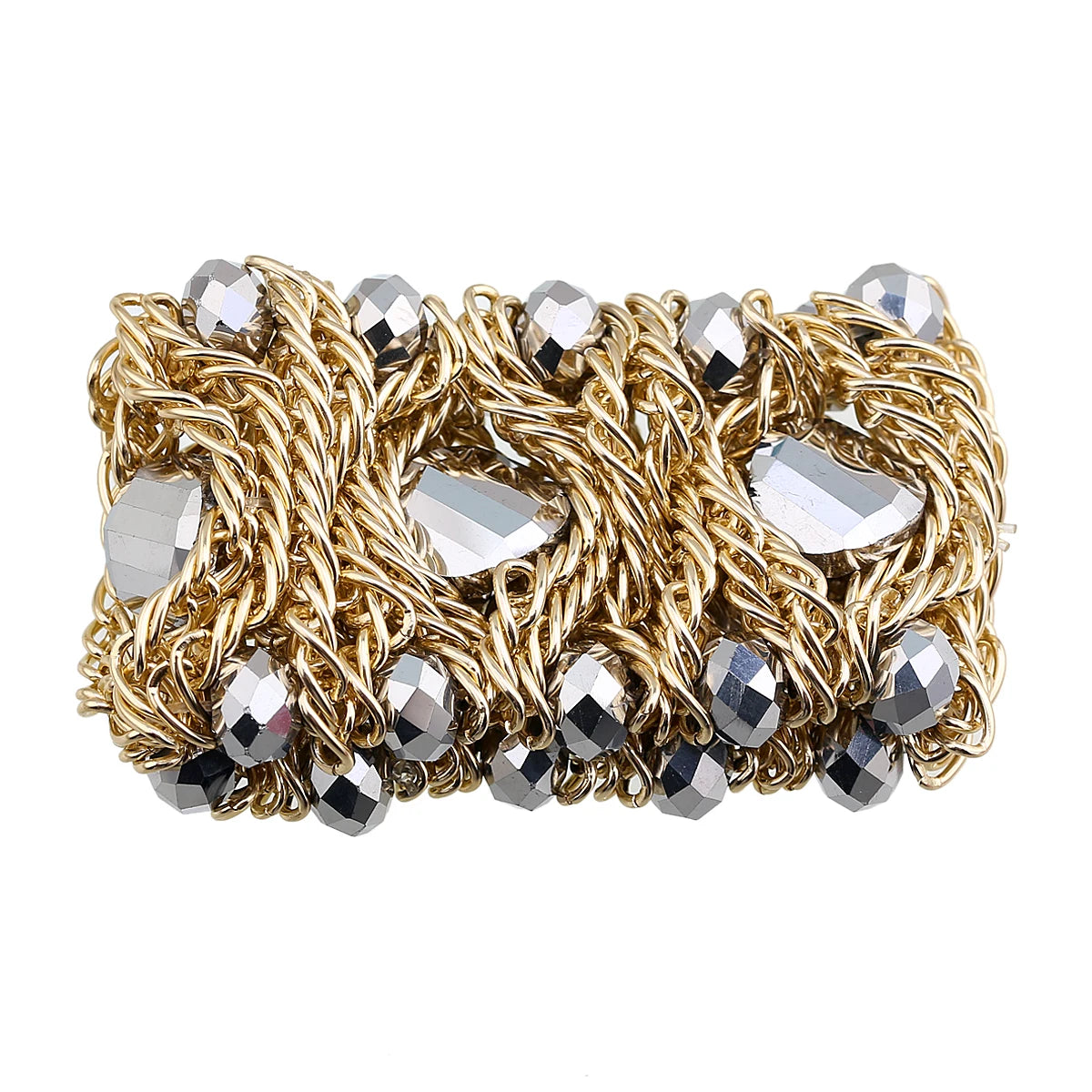 Beaded Crystal Statement Elastic Bracelet for Women
