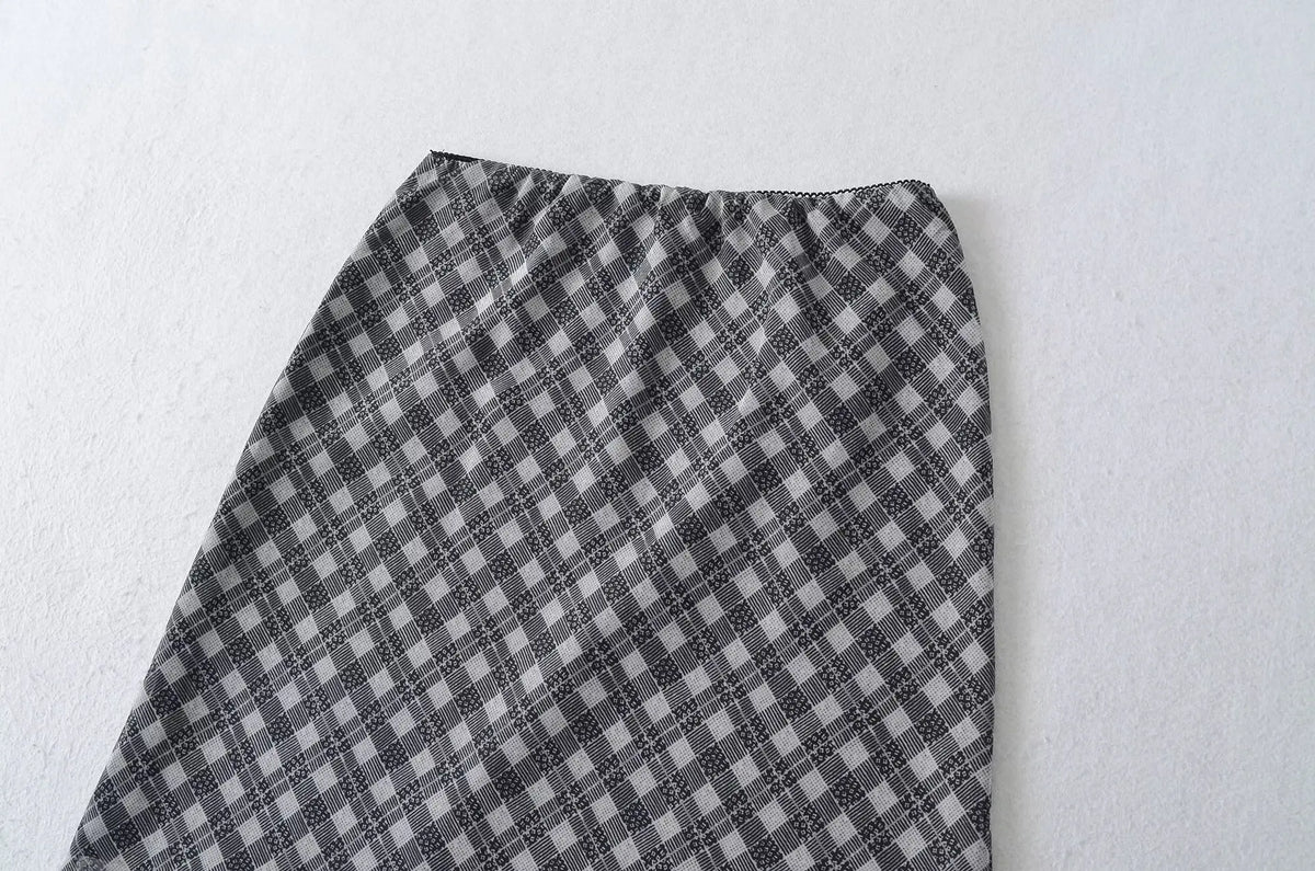 Printed High Waist A-Line Mid-Calf Skirt