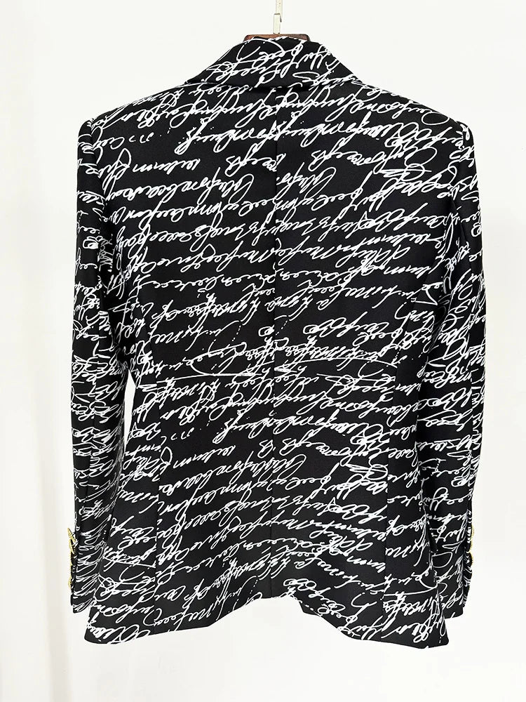 HIGH STREET Newest 2025 Stylish Designer Jacket Women's Love Letters Printed Double Breasted Blazer