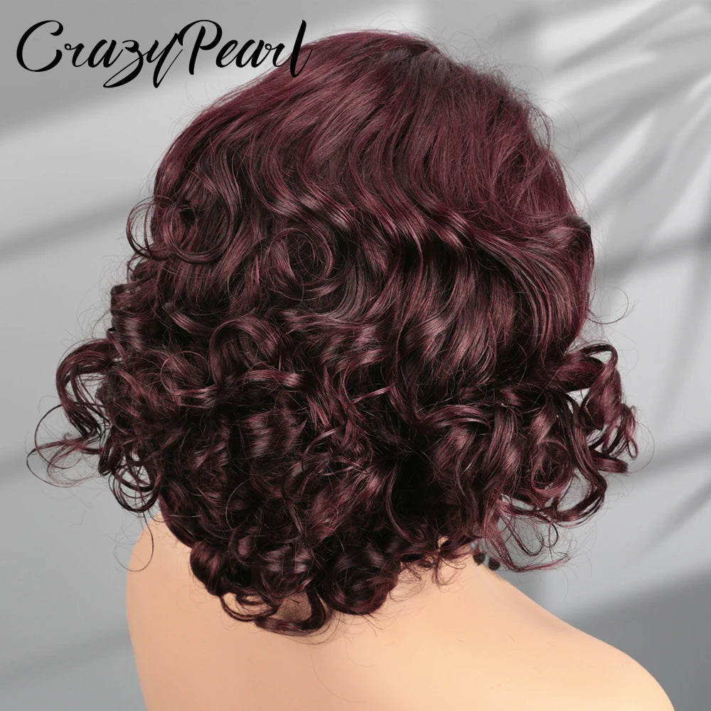 Burgundy Loose Wave Lace Front Human Hair Wig for Black Women