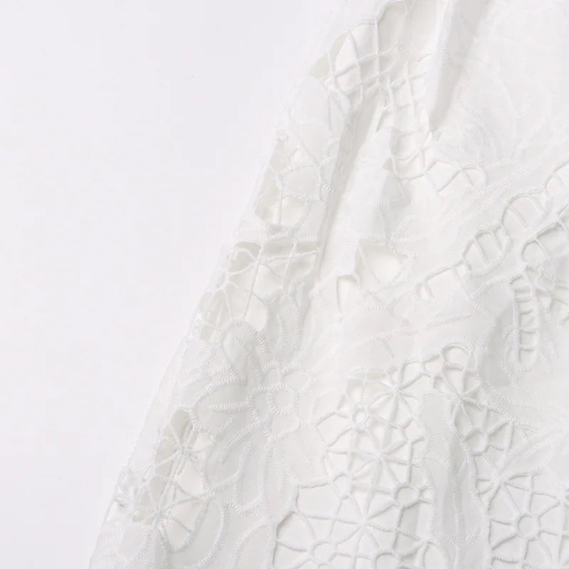 2026 New Spring Autumn Hollow Out Lantern Long Sleeve Women Dresses Elegant Embroidery Single-breasted A-line Casual Shirt Dress